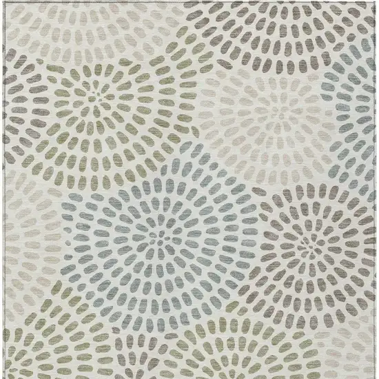 Ivory And Sage Geometric Washable Indoor Outdoor Area Rug Photo 4