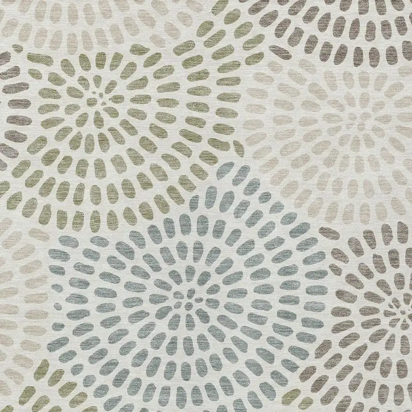 Ivory And Sage Geometric Washable Indoor Outdoor Area Rug Photo 3