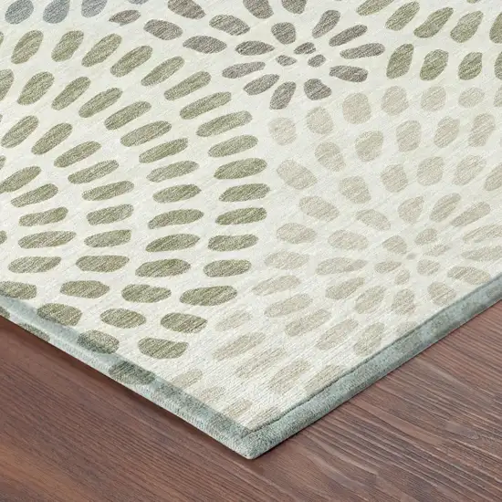 Ivory And Sage Geometric Washable Indoor Outdoor Area Rug Photo 5