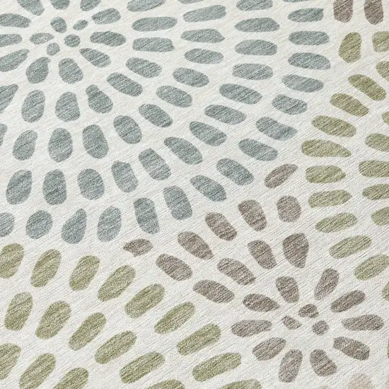 Ivory And Sage Geometric Washable Indoor Outdoor Area Rug Photo 6