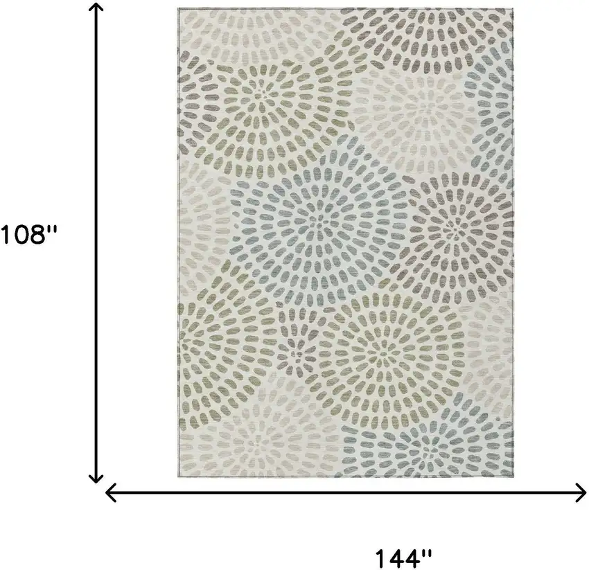 Ivory And Sage Geometric Washable Indoor Outdoor Area Rug Photo 7