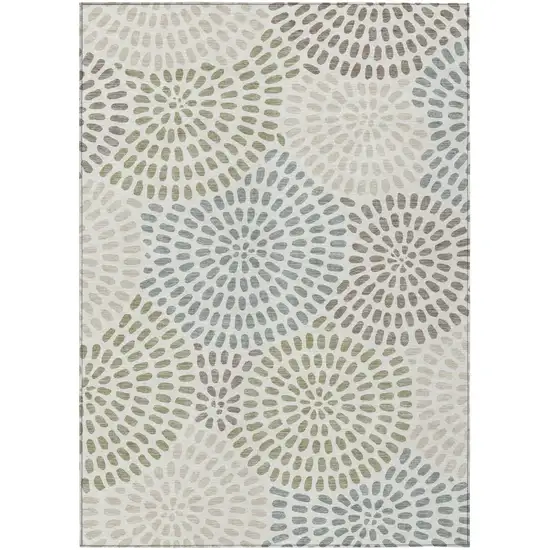 Ivory And Sage Geometric Washable Indoor Outdoor Area Rug Photo 2