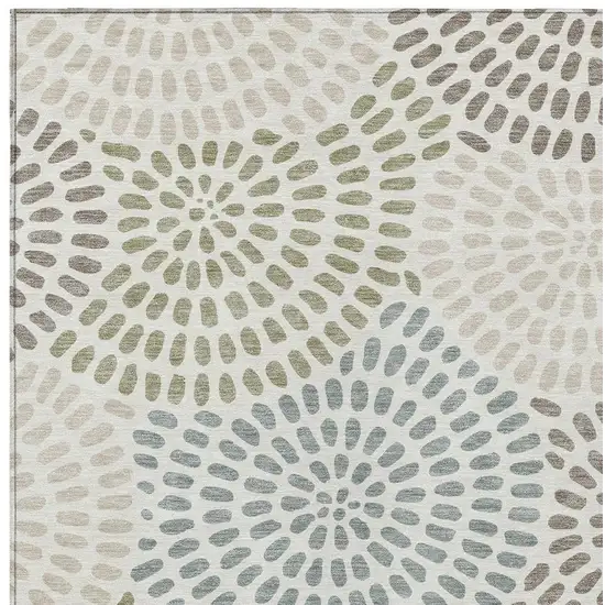 Ivory And Sage Geometric Washable Indoor Outdoor Area Rug Photo 3