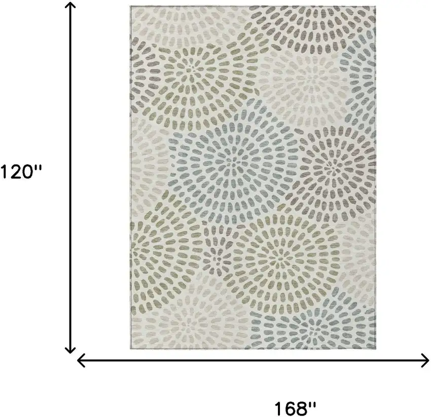 Ivory And Sage Geometric Washable Indoor Outdoor Area Rug Photo 7