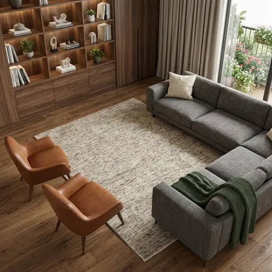 Ivory And Sand Hand Tufted Area Rug Photo 1