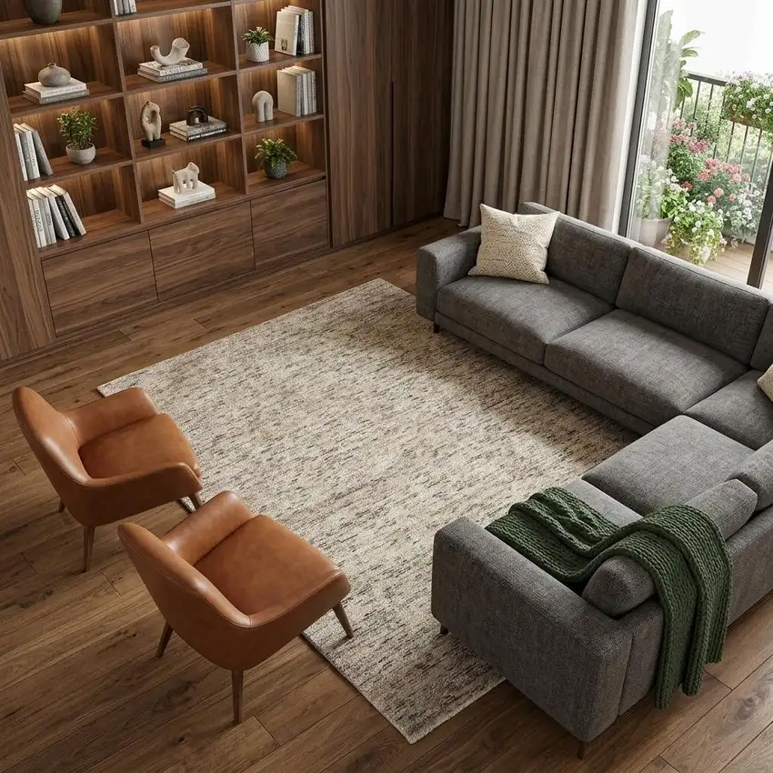 Ivory And Sand Hand Tufted Area Rug Photo 1