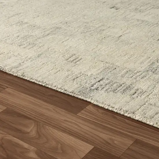 Ivory And Silver Abstract Hand Tufted Square Rug Photo 7