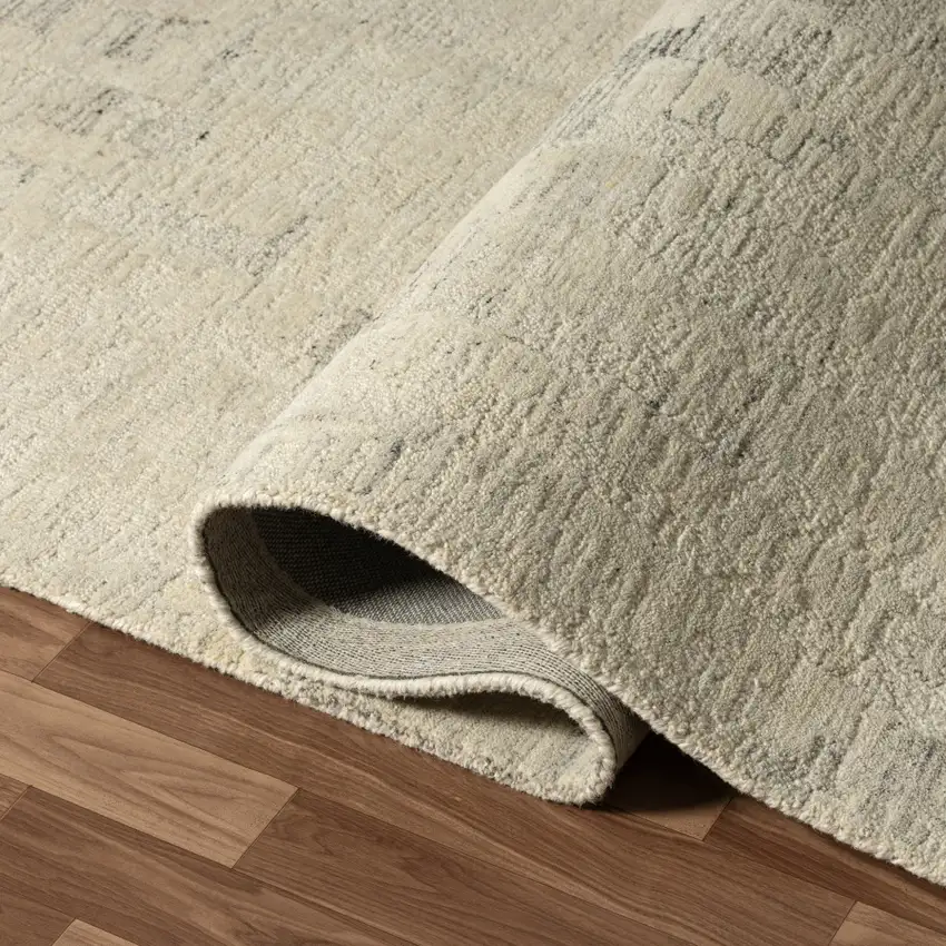 Ivory And Silver Abstract Hand Tufted Square Rug Photo 8