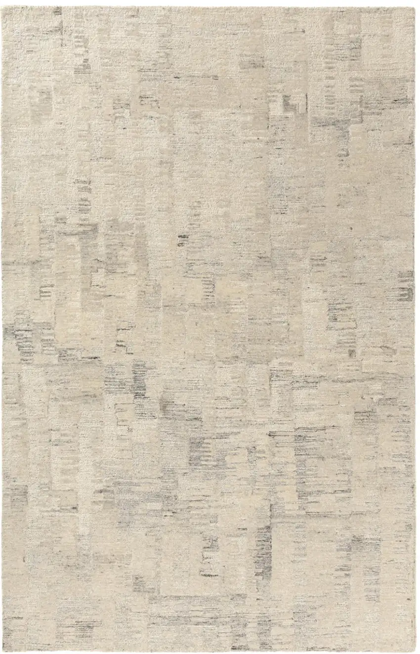 Ivory And Silver Abstract Hand Tufted Square Rug Photo 2