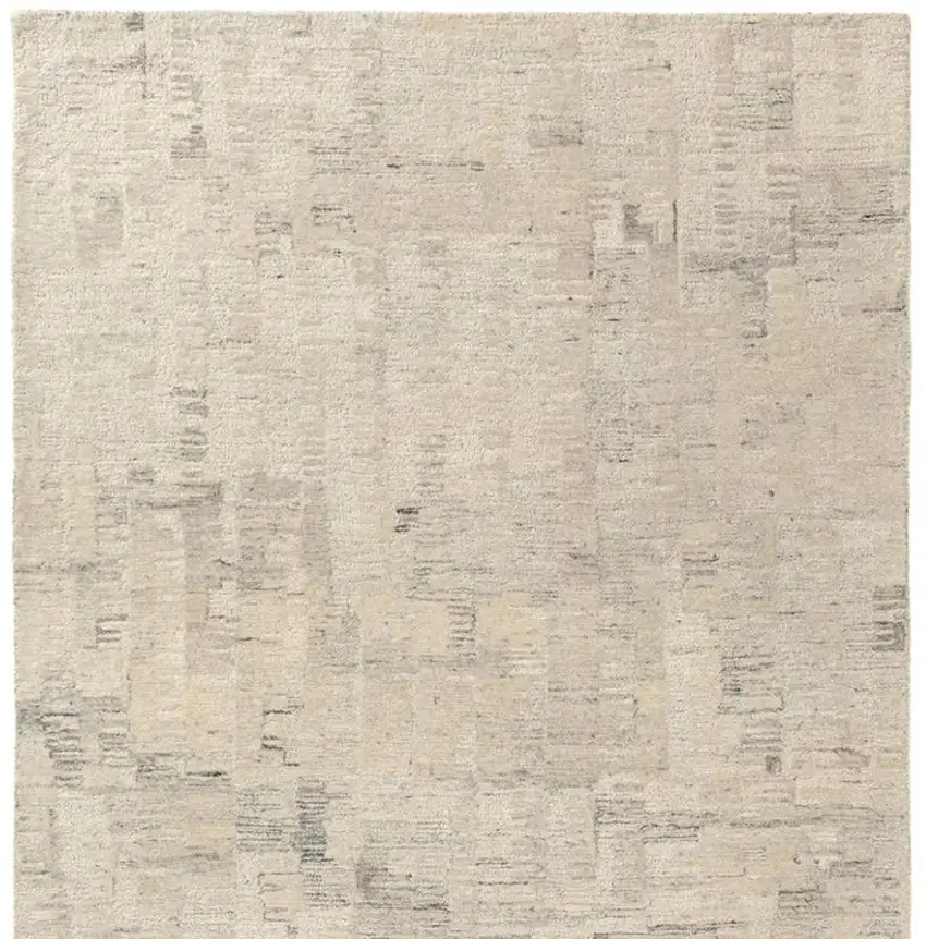 Ivory And Silver Abstract Hand Tufted Square Rug Photo 5