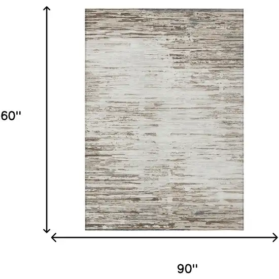 Ivory And Silver Abstract Washable Indoor Outdoor Area Rug Photo 5