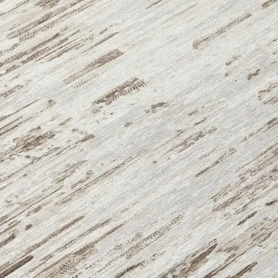 Ivory And Silver Abstract Washable Indoor Outdoor Area Rug Photo 4
