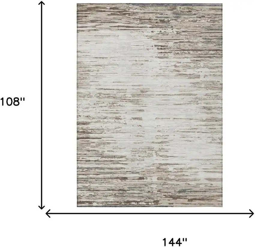 Ivory And Silver Abstract Washable Indoor Outdoor Area Rug Photo 5