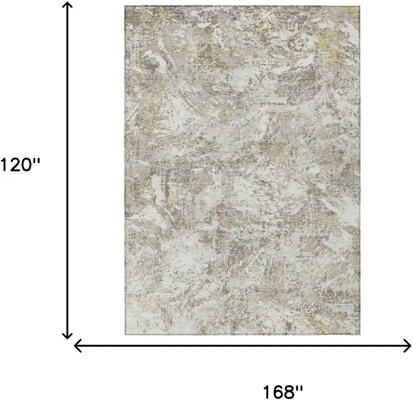 Ivory And Silver Abstract Washable Indoor Outdoor Area Rug Photo 5