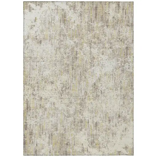 Ivory And Silver Abstract Washable Indoor Outdoor Area Rug Photo 2