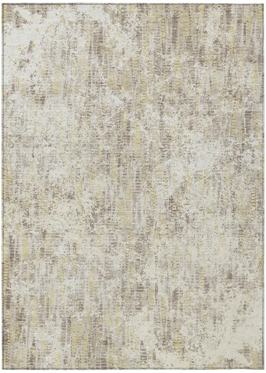 Ivory And Silver Abstract Washable Indoor Outdoor Area Rug Photo 2