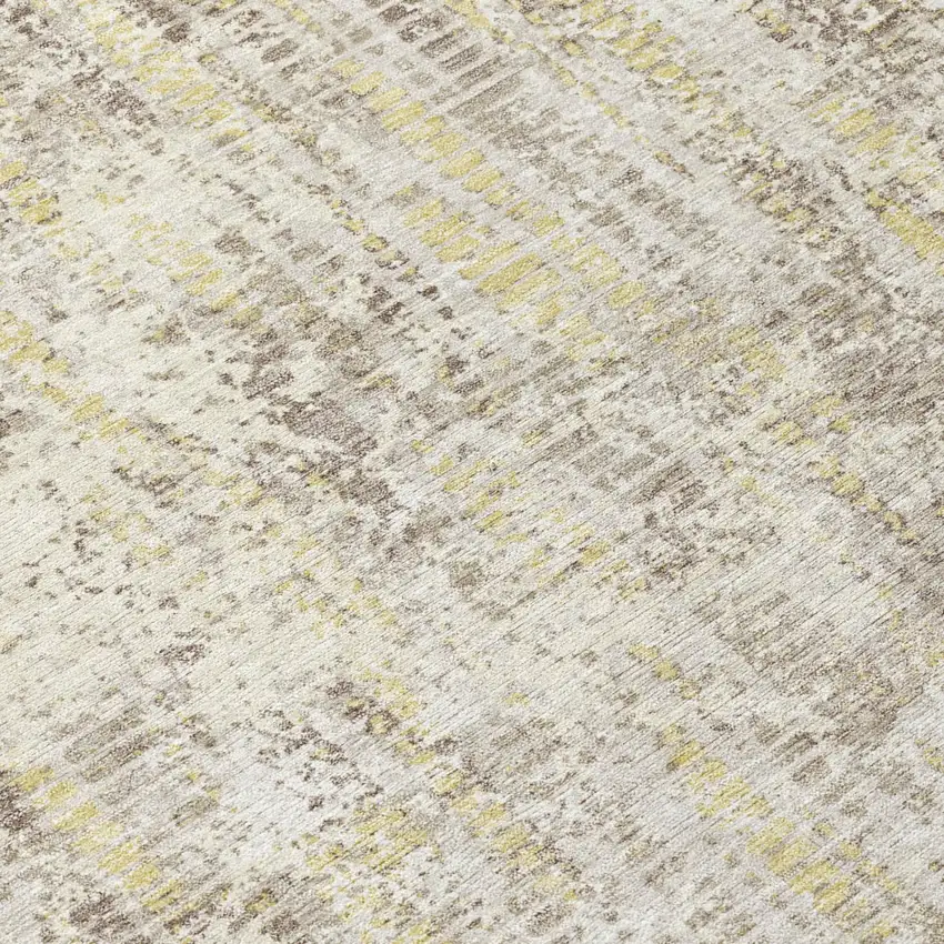 Ivory And Silver Abstract Washable Indoor Outdoor Area Rug Photo 4