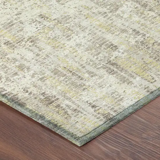 Ivory And Silver Abstract Washable Indoor Outdoor Area Rug Photo 3