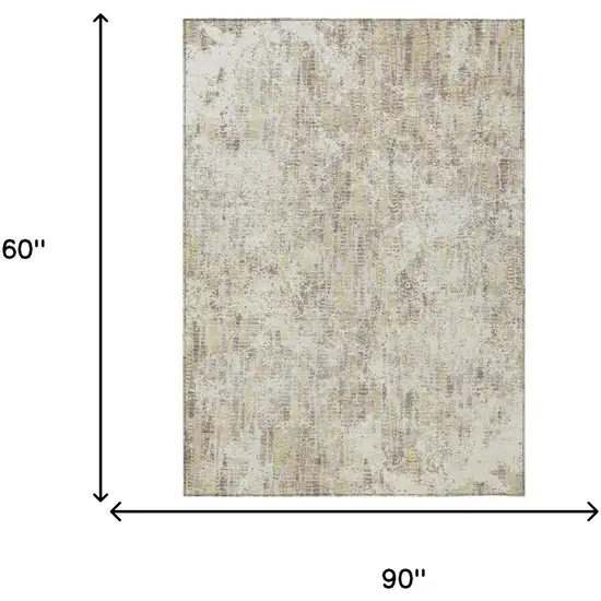 Ivory And Silver Abstract Washable Indoor Outdoor Area Rug Photo 5