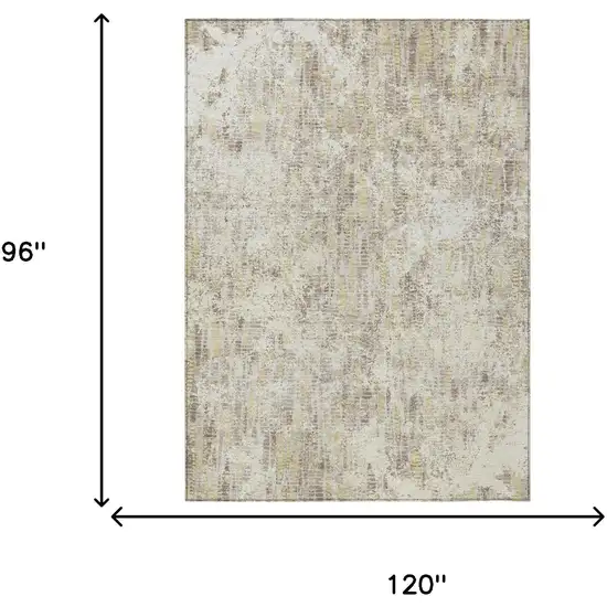 Ivory And Silver Abstract Washable Indoor Outdoor Area Rug Photo 5