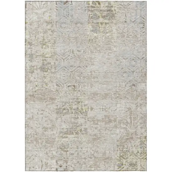 Ivory And Silver Abstract Washable Indoor Outdoor Area Rug Photo 2