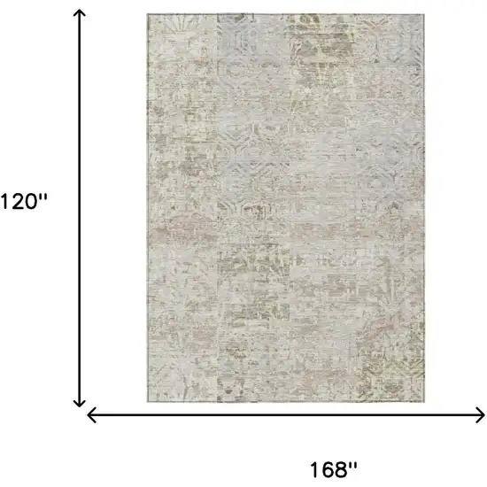 Ivory And Silver Abstract Washable Indoor Outdoor Area Rug Photo 5