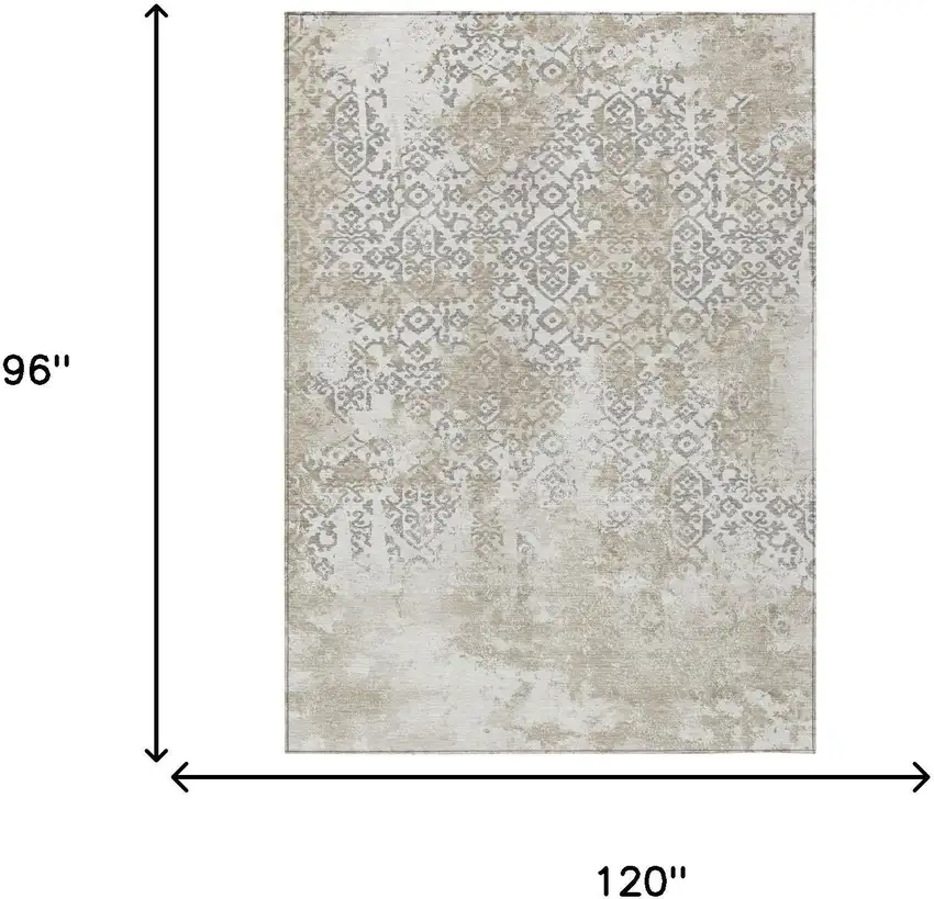 Ivory And Silver Abstract Washable Indoor Outdoor Area Rug Photo 5
