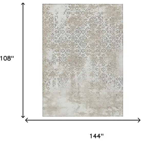 Ivory And Silver Abstract Washable Indoor Outdoor Area Rug Photo 5