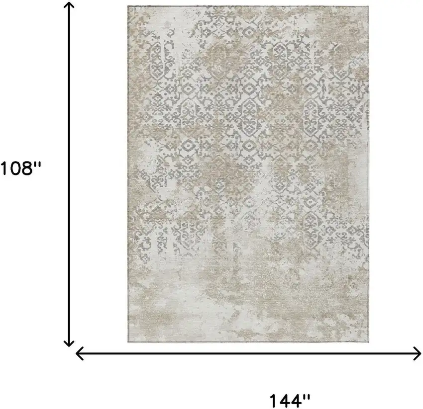 Ivory And Silver Abstract Washable Indoor Outdoor Area Rug Photo 5