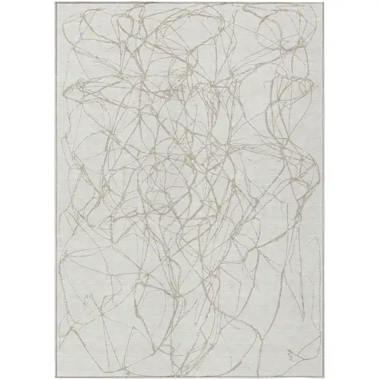 Ivory And Silver Abstract Washable Indoor Outdoor Area Rug Photo 2