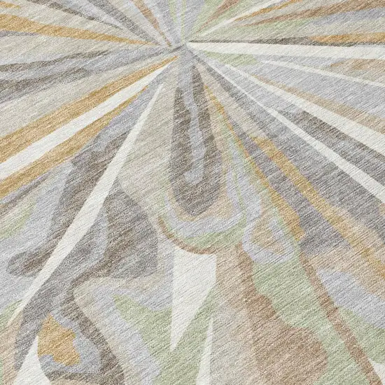 Ivory And Silver Abstract Washable Indoor Outdoor Area Rug Photo 9