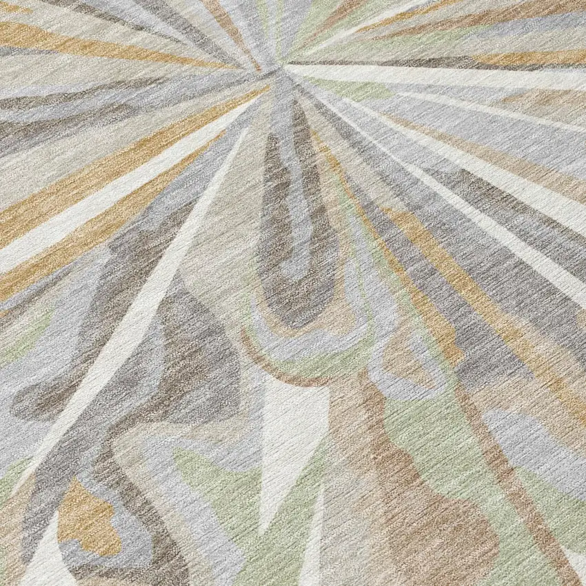 Ivory And Silver Abstract Washable Indoor Outdoor Area Rug Photo 9
