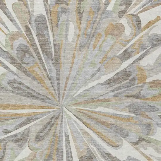Ivory And Silver Abstract Washable Indoor Outdoor Area Rug Photo 2