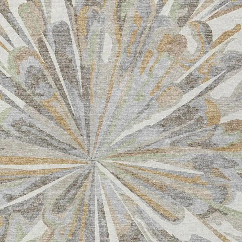 Ivory And Silver Abstract Washable Indoor Outdoor Area Rug Photo 2