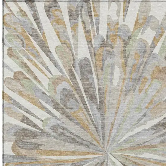 Ivory And Silver Abstract Washable Indoor Outdoor Area Rug Photo 6