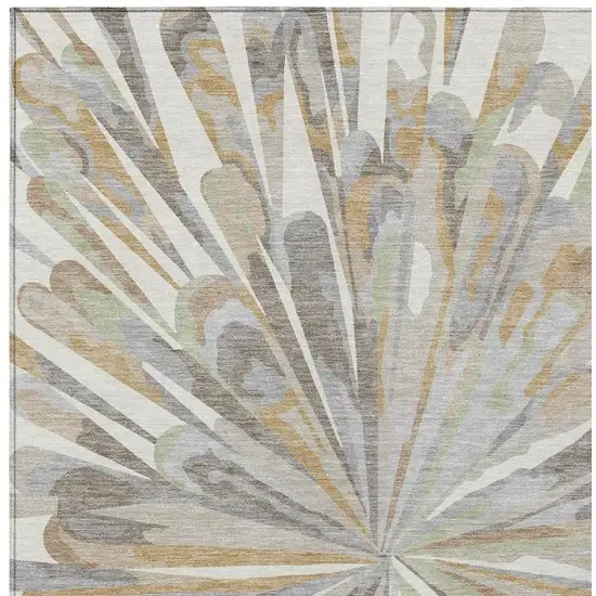 Ivory And Silver Abstract Washable Indoor Outdoor Area Rug Photo 4