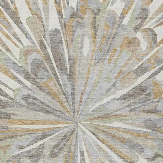 Ivory And Silver Abstract Washable Indoor Outdoor Area Rug Photo 9