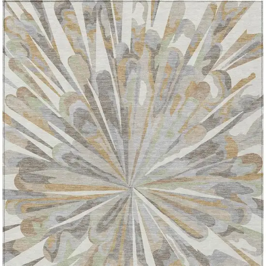 Ivory And Silver Abstract Washable Indoor Outdoor Area Rug Photo 2