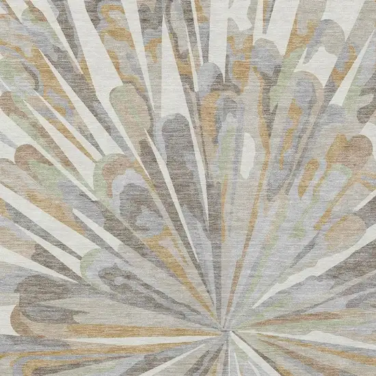 Ivory And Silver Abstract Washable Indoor Outdoor Area Rug Photo 8