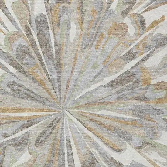 Ivory And Silver Abstract Washable Indoor Outdoor Area Rug Photo 5