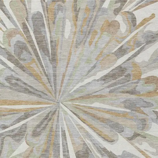 Ivory And Silver Abstract Washable Indoor Outdoor Area Rug Photo 5