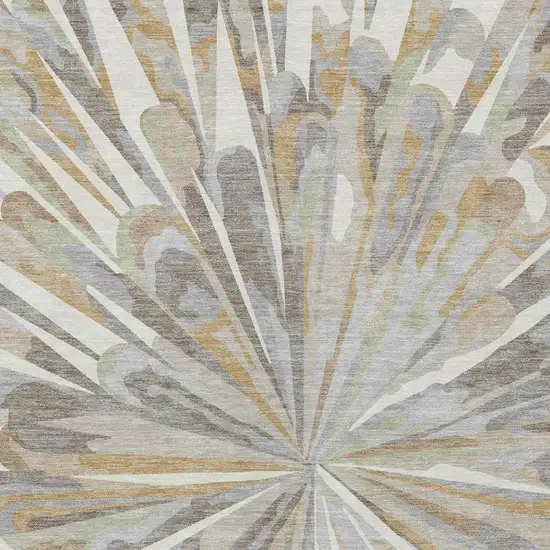 Ivory And Silver Abstract Washable Indoor Outdoor Area Rug Photo 9