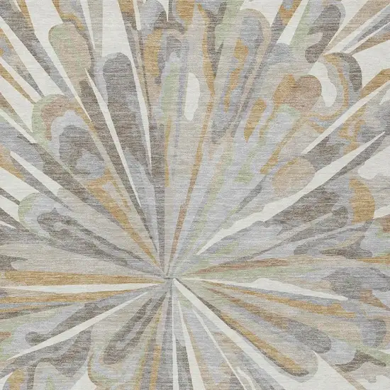Ivory And Silver Abstract Washable Indoor Outdoor Area Rug Photo 4