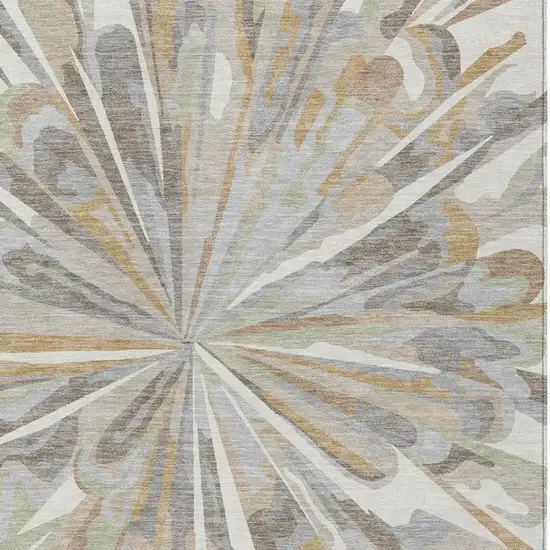 Ivory And Silver Abstract Washable Indoor Outdoor Area Rug Photo 8