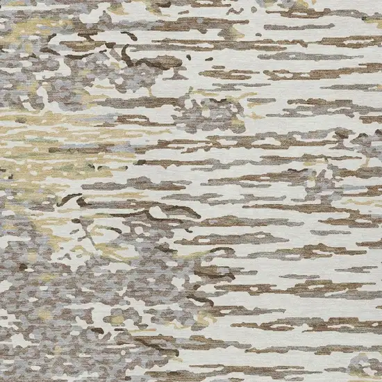 Ivory And Silver Abstract Washable Indoor Outdoor Area Rug Photo 8