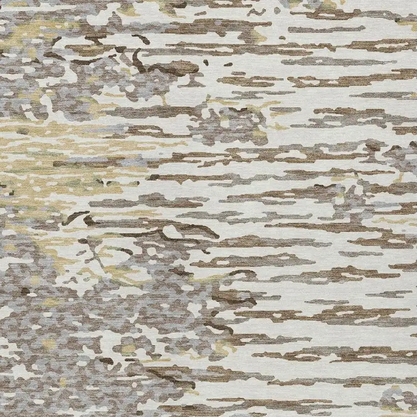 Ivory And Silver Abstract Washable Indoor Outdoor Area Rug Photo 8