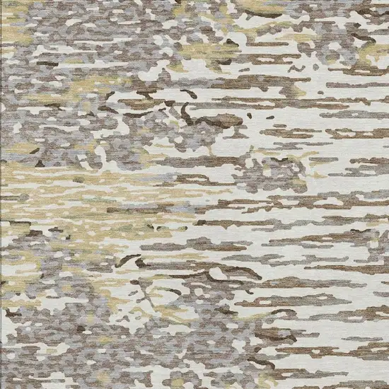 Ivory And Silver Abstract Washable Indoor Outdoor Area Rug Photo 9