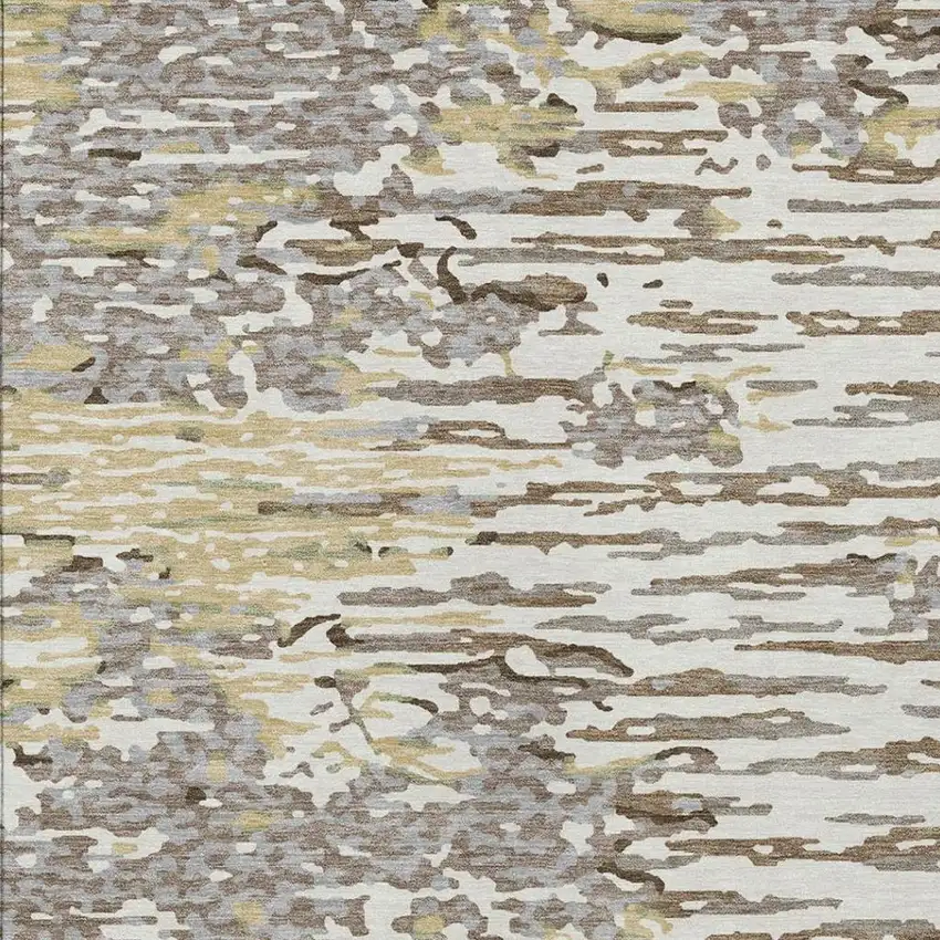 Ivory And Silver Abstract Washable Indoor Outdoor Area Rug Photo 9