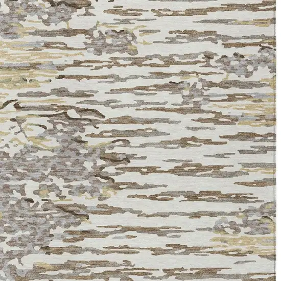 Ivory And Silver Abstract Washable Indoor Outdoor Area Rug Photo 4
