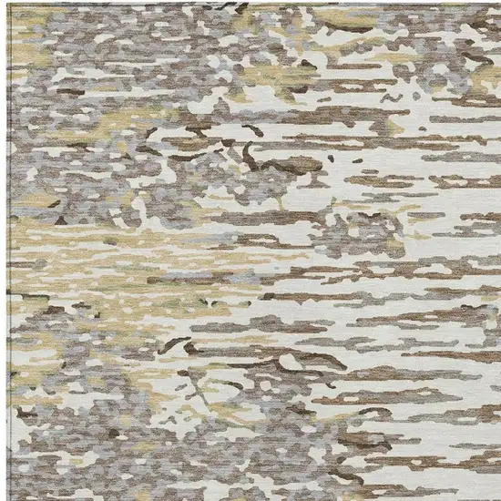 Ivory And Silver Abstract Washable Indoor Outdoor Area Rug Photo 5